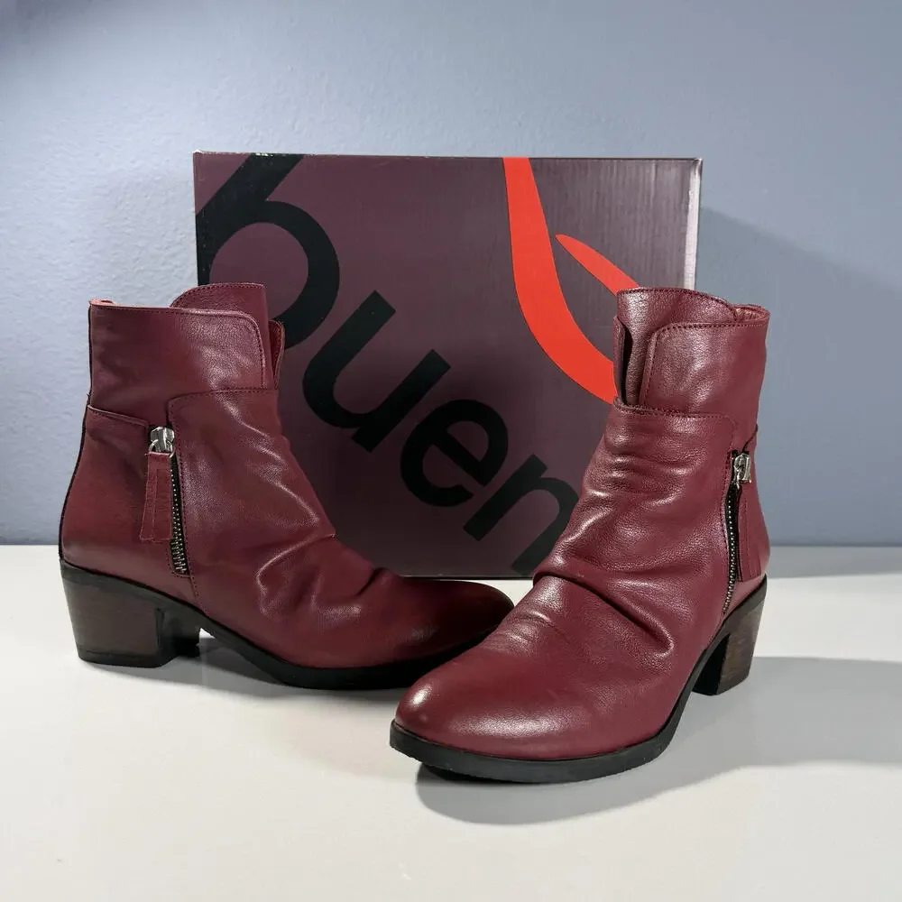 Bueno Colbie Women's Burgundy Leather Ankle‎ Boots
